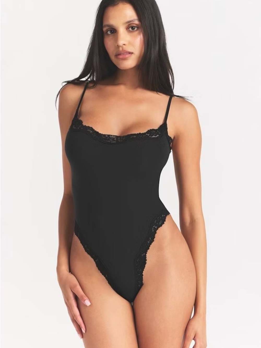NWT SKIMS Fits Everybody Lace Cami Bodysuit - Black